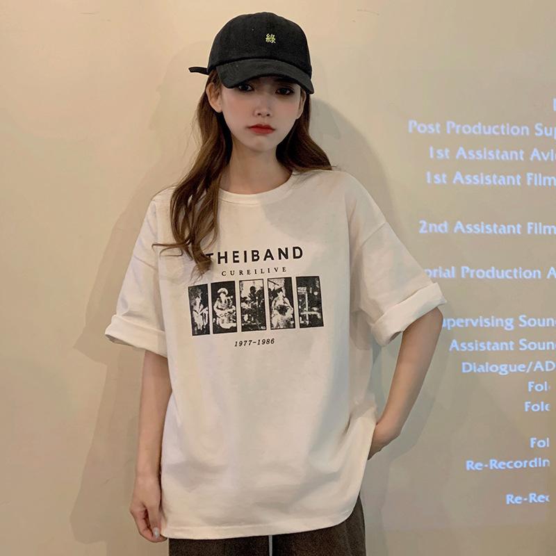 [COSCHIC]Readystock Oversize cartoon pattern t-shirt women's clothing, curvy girls fashion Korean style loose shirt T112 uniqlo cropped shirt baju kelinci rugby polo shirt acrylic top outfit Cotton Tee