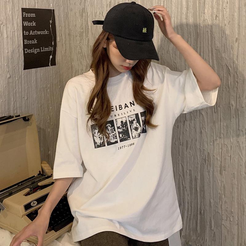 [COSCHIC]Readystock Oversize cartoon pattern t-shirt women's clothing, curvy girls fashion Korean style loose shirt T112 uniqlo cropped shirt baju kelinci rugby polo shirt acrylic top outfit Cotton Tee