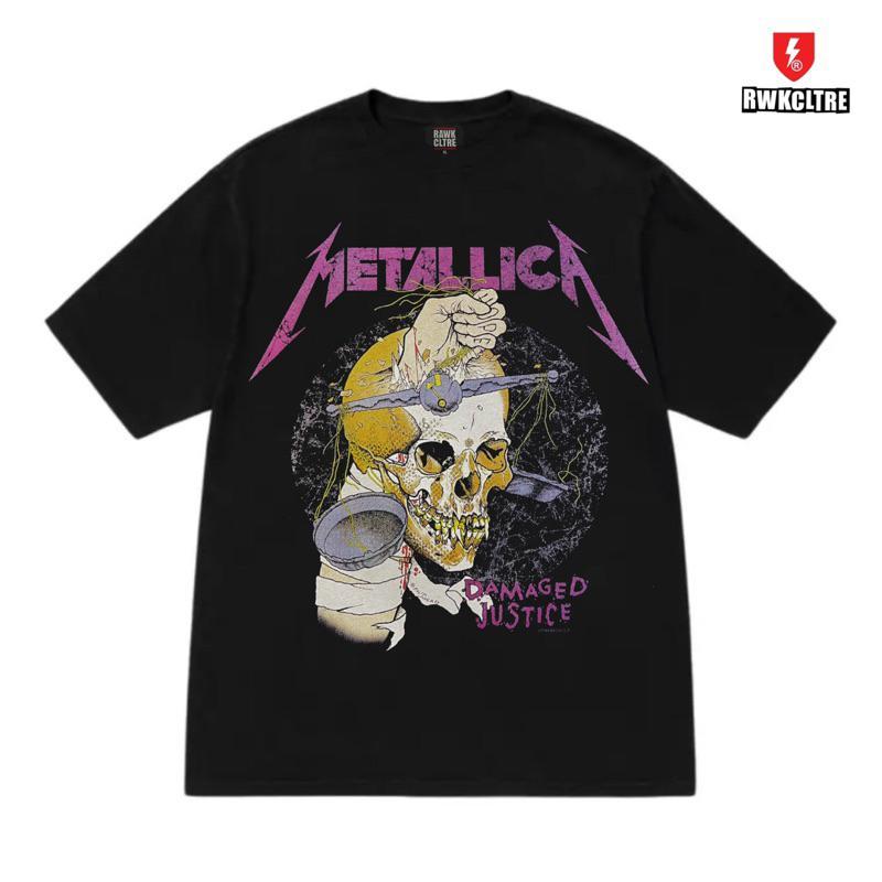 [COSCHIC]Kerosakan Metallic Cotton Oversize Street Tee