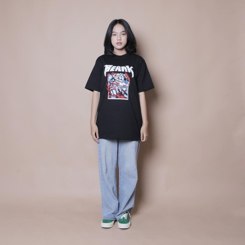[COSCHIC]Hitam Berak 9420 Black Sleeve Graphic Tee