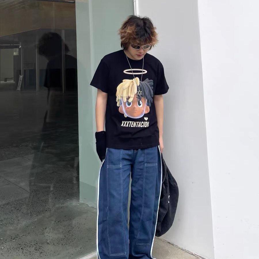 [COSCHIC]Heavyweight Trendy National Printed Cotton Tee