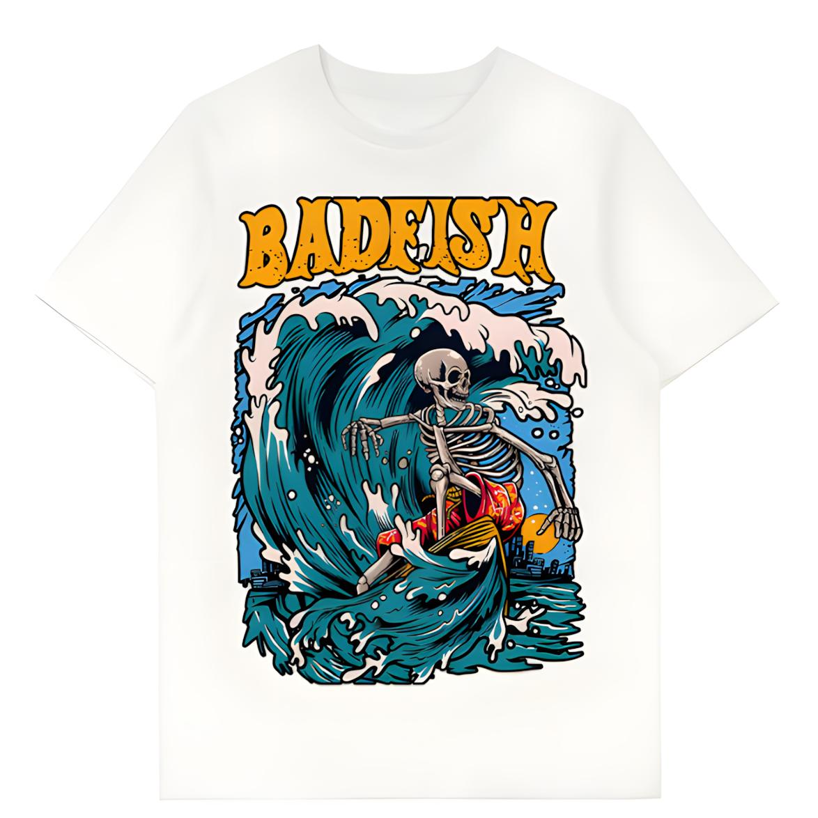 [COSCHIC]Badfish American Surf Print Hip-Hop Tee