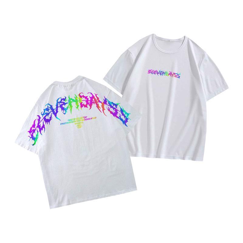 [COSCHIC]Elevendays Edgy Pink White Oversized T-Shirt