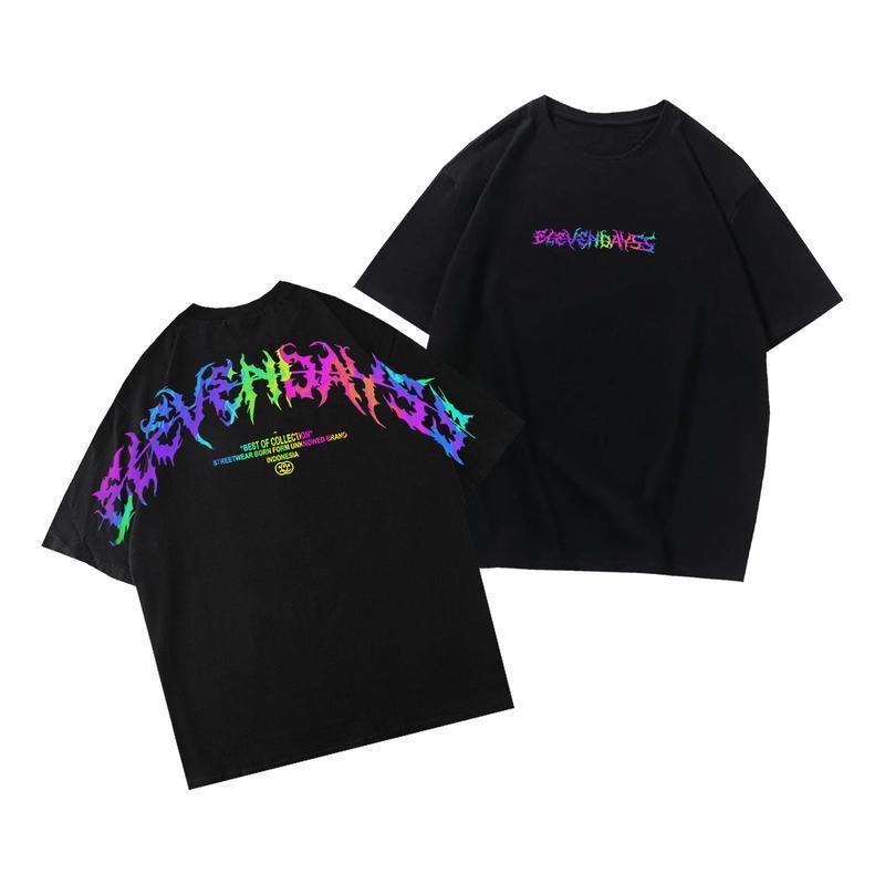 [COSCHIC]Elevendays Edgy Pink White Oversized T-Shirt